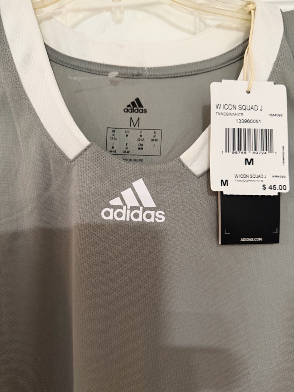 adidas Men’s Grey and White Athletic Soccer Jersey - M
